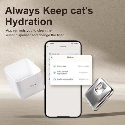 6 Pack Pet Water Fountain Replacement Filters, for 135 oz/4 L Cat Water Fountain Cordless, 6 Months Set of Ultra Quiet Pet Dispenser Stainless Steel, White 6 Count