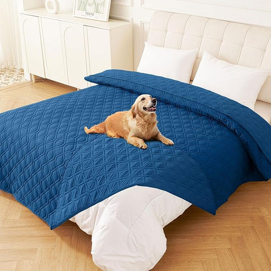hyha Waterproof Dog Bed Blanket, Soft Pet Blankets, Waterproof Couch Cover for Dogs, Reversible Sofa Covers Washable for Furniture (68x82 Inch, Navy Blue/Navy Blue)