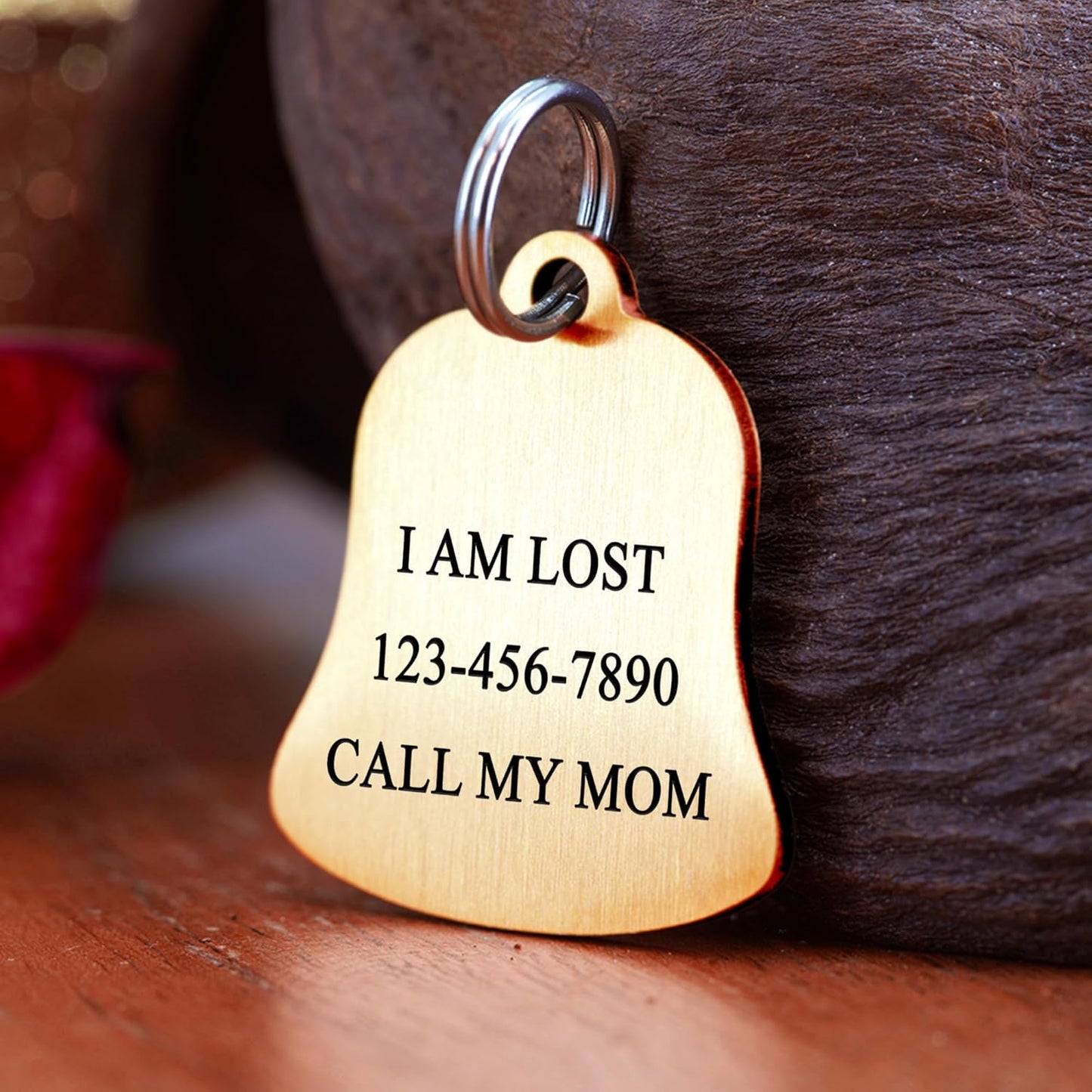 Ultra Joys Cat ID Tag Personalized Pet Tags, Durable Stainless Steel Small Pet Mini Dog Cat Tag Lightweight - Bell Tag in Gold