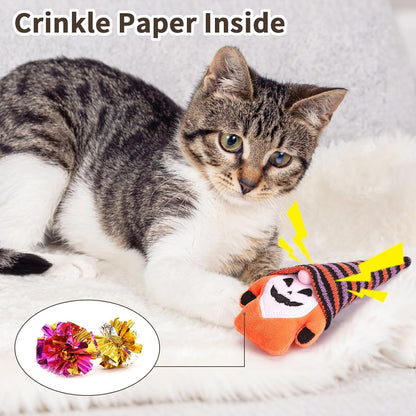 Retro Shaw Cat Toys, Crinkly Catnip Toys for Indoor Cats Kitten Kitty, Interactive Cat Nip Chew Kicker Toy for All Pet Breeds, 3 Pack