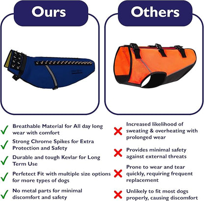 CoyoteVest Dog Harness Protection Vest, Reflective Dog Accessories with Spikes to Shield Your Pet from Raptor and Animal Attacks, Proudly Made in America (Medium, Royal Blue)