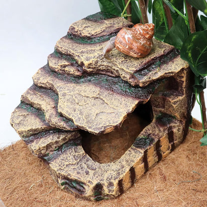 Oooct Hermit Crab Hideout, Resin Simulation Stone Reptile Cave Hideout, Hermit Crab Climbing Toys, Terrarium Habitat Decor for Lizard Spider Aquarium Fish Gecko Bearded Dragon