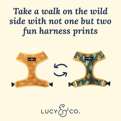 Lucy & Co. Looking Sharp, Cute Reversible Dog Harness Walking Halter - Best Designer Pet Harnesses for Medium Dogs - Padded Adjustable Vest for Easy Walking (Large)