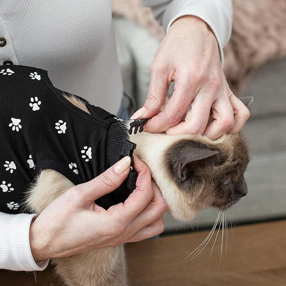Cat Onesie for After Surgery Care - Breathable Male Female Post Surgical Recovery Suit Vest for Cats with Abdominal Wounds or Skin Issues - Soft Washable Protective Medical Clothing for Pets