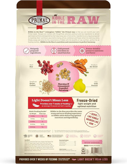 Primal Kibble in The Raw, Freeze Dried Cat Food, Beef, Scoop & Serve, Made with Raw Protein, Whole Ingredient Nutrition, Crafted in The USA, Dry Cat Food, 64 Ounce (4 lb) Bag