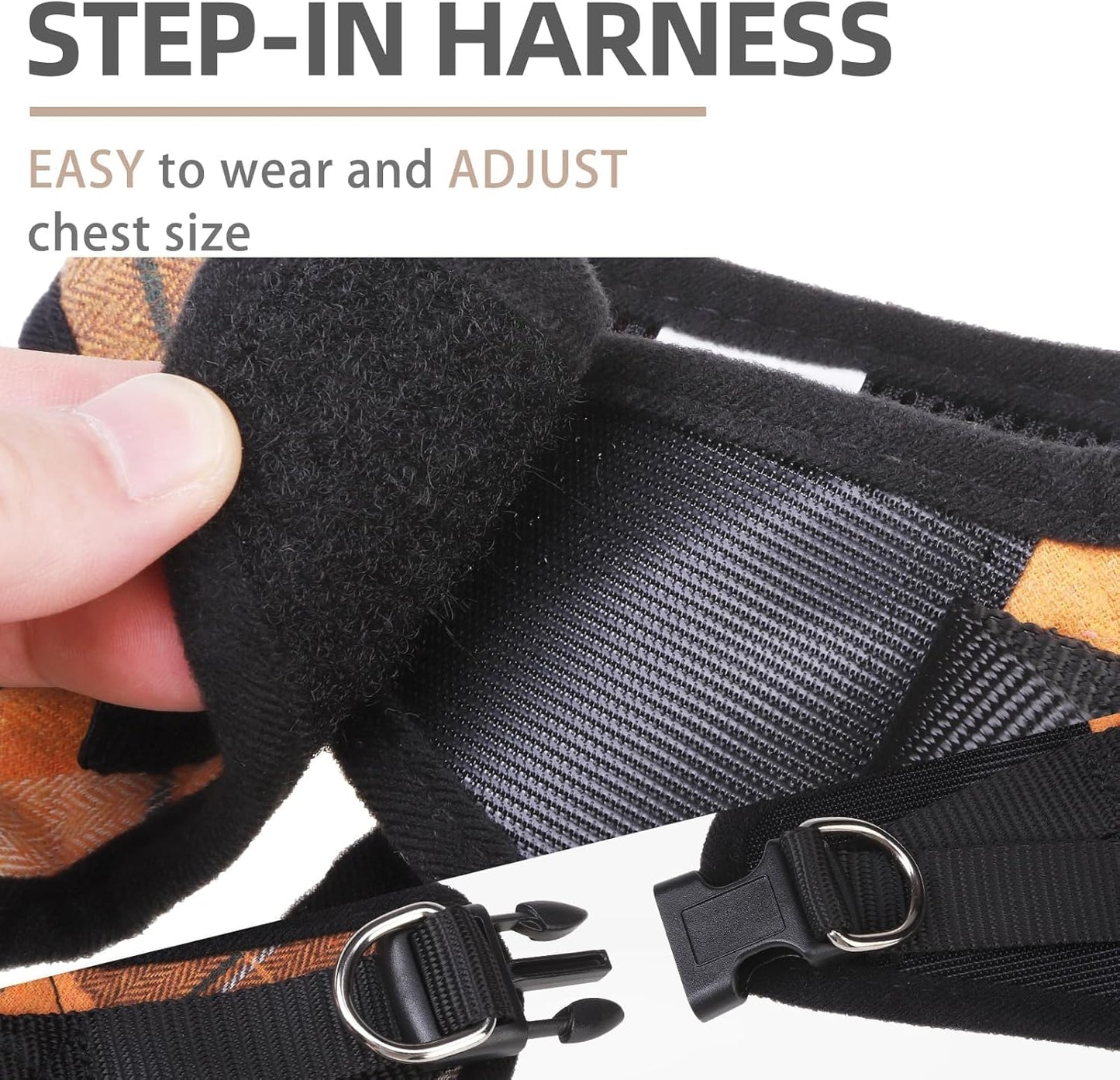 PUPTECK Adjustable Dog Harness Collar and Leash Set Step in No Pull Pet Harness for Small Medium Dogs Puppy and Cats Outdoor Walking Running, Soft Mesh Padded Reflective Vest Harnesses, Orange XL