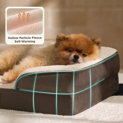 Bedsure Self Warming Orthopedic Dog Bed Medium Size Dogs - Washable Medium Dog Bed Waterproof, Comfort Pet Couch with Removable Cover, Supportive Foam Pets Sofa with Nonskid Bottom, Brown