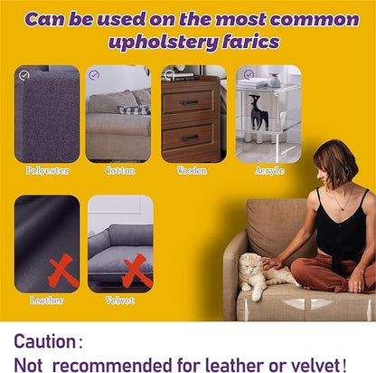 Anti-Cat Scratch Furniture Protector-12-Pack –Single-Sided, Heavy-Duty Self-Adhesive Tape, No-Residue for Couch, Doors & Walls - with 52 Twist Pins