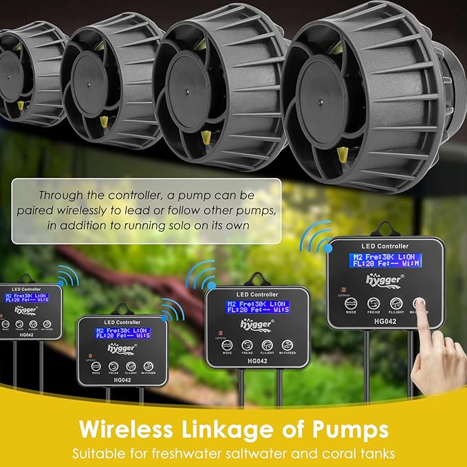 hygger 3400 GPH Aquarium Inverter Wavemaker Pump with LED Controller, DC 24V 18W Ultra-quiet Submersible Power Head with Magnetic Base, Circulation Pump for 75-200 Gal Freshwater Saltwater Tank