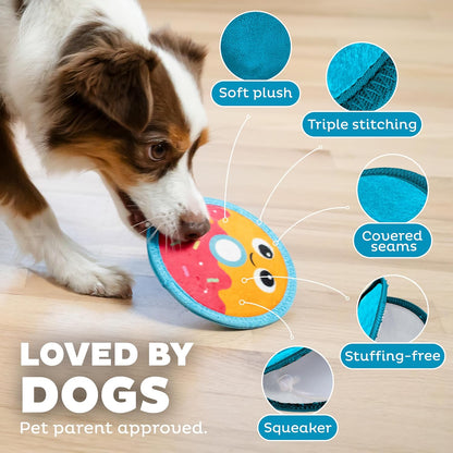 Outward Hound Tough Skinz Durable Squeaky Dog Toy with Two Tough Layers, Donut, Multicolor, Small