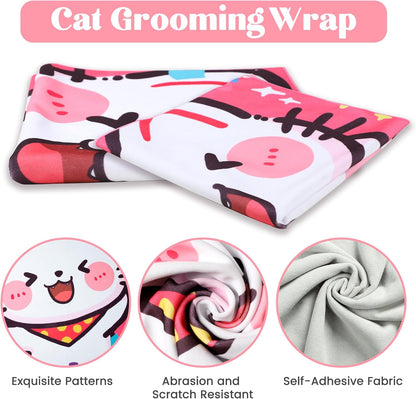 21.7" Cat Wrap for Cutting Nails, Cat Restraint for Nail Clipping, Cat Swaddle Wrap for Kittens, Cat Burrito Wrap Can Be Applied to Cat Nail Trimming, Large, Within 6lbs