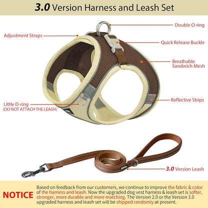 AIITLE Escape Proof Dog Harness - Step in Adjustable Dog Harness No Choke Over with Breathable Mesh and Quick-Release Buckle for Summer- Outdoor Walking, Camping, Training for Medium Dogs Beige XL