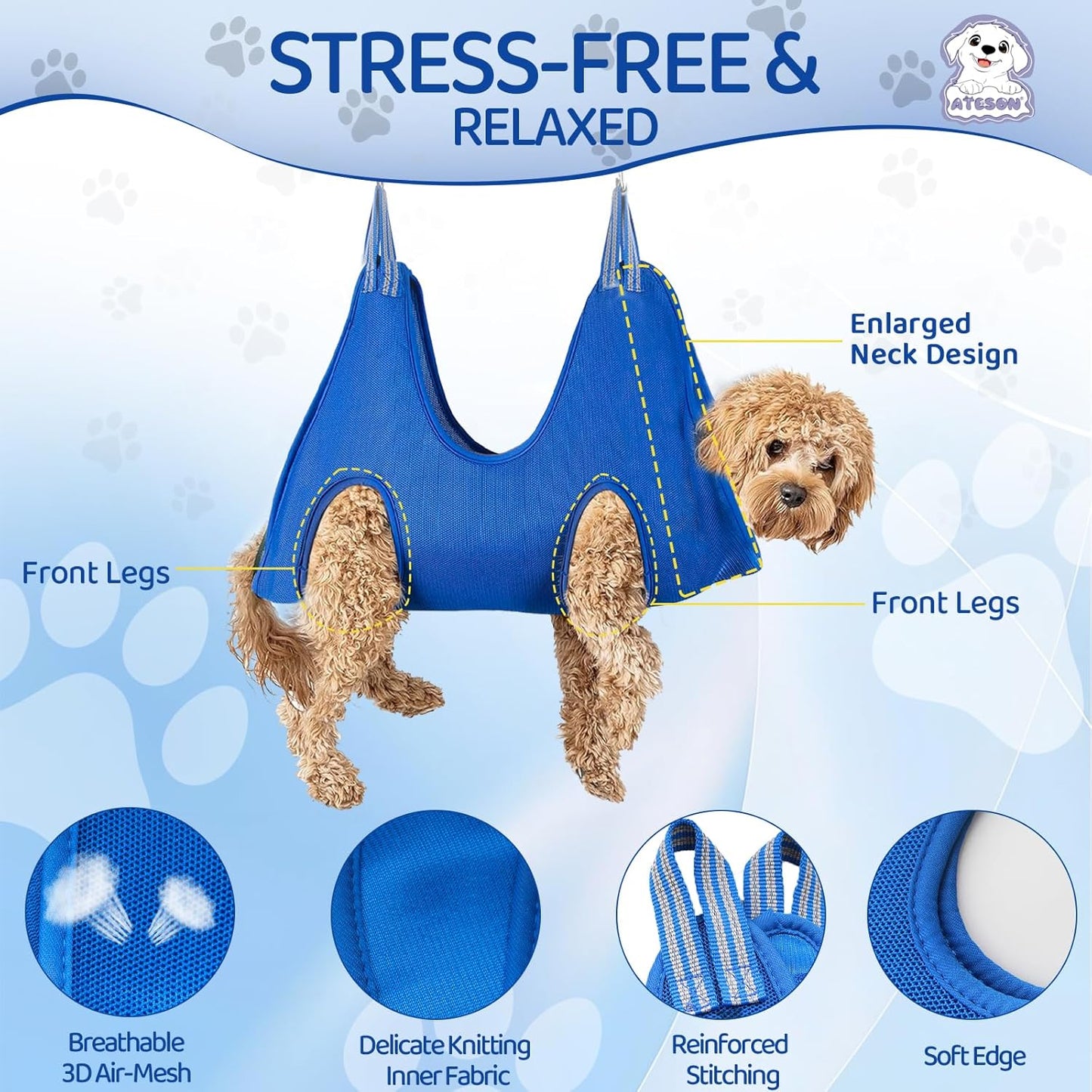 Pet Grooming Hammock for Small Dogs & Cats - Nail Trimming Sling with Clippers, Nail File, & Scissors - XXS Hanging Grooming Harness for Safe & Easy Nail Care