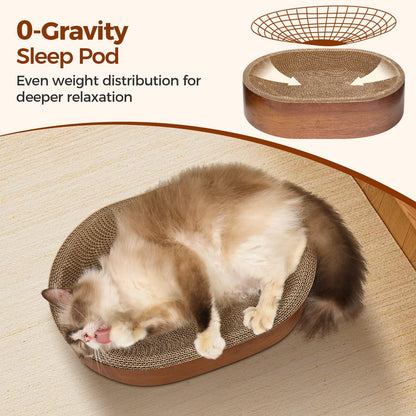 ComSaf Cat Scratcher Bed, Durable Cat Scratching Board, Oval Cat Scratch Pad, Corrugated Cardboard Cat Scratcher Bed for Indoor Cats to Lounge, Protecting Furniture, Bowl Shape
