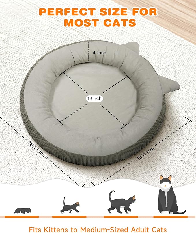Heated Cat Bed for Indoor Pets – Constant Temperature 100.4-107.6℉ Donut Cat Heating Pad with Chew Resistant 87 Inch Cord, Washable Cover, Cozy Round Pet Bed for Small Cats Kittens Dogs