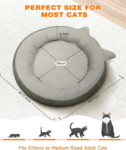 Heated Cat Bed for Indoor Pets – Constant Temperature 100.4-107.6℉ Donut Cat Heating Pad with Chew Resistant 87 Inch Cord, Washable Cover, Cozy Round Pet Bed for Small Cats Kittens Dogs