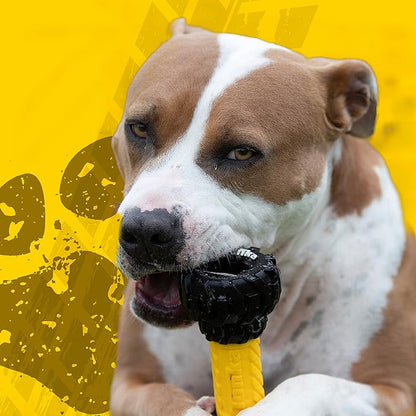 Tonka Axle Tread Dog Toy with Interactive Feeder, Lightweight, Durable and Water Resistant, 7 Inches, for Medium/Large Breeds, Single Unit, Yellow/Black