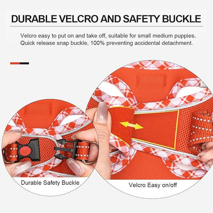 Mercano Soft Mesh Dog Harness and Leash Set, No-Chock Step-in Reflective Breathable Lightweight Easy Walk Vest Harnesses with Safety Buckle for Small Dogs, Cats (Tangerine, XXS)