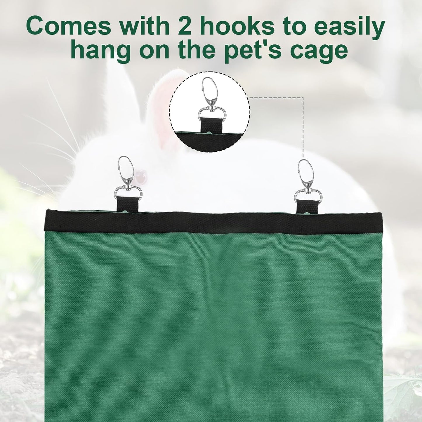2 Pcs Rabbit Hay Feeder,Guinea Pig Hay Feeder,13×10.8 Inch Guinea Pig Bag,Small Animal Feeding Bag for Rabbits, Hamsters, Hedgehogs(3 Holes,Green)