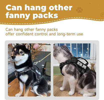 Tactical Cat Harness Adjustable Soft Padded Training Walking Esacpe Cat Vest Harness No-Pull Pet Harness Reflective with Easy Control Handle (Black, L)