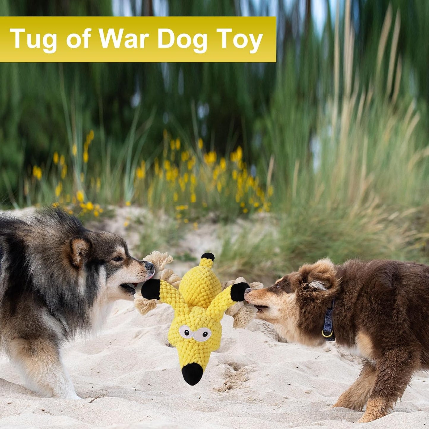 Squeaky Plush Dog Toys - Rope-Designed Interactive Dog Chew Toy for Large Dogs, Puppy Toys for Tug of War, Durable Pet Toys for Dogs