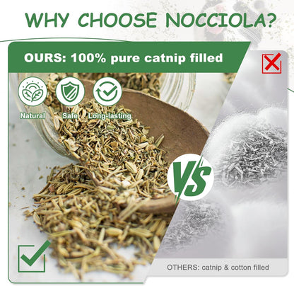Nocciola 3 Pack Catnip Toys for Cats, Funny Cat Toys Filled with 100% Pure Organic Catnip, Safe Kitten Teething Chew and Kicker Toys, Stress Relieving Fun for Indoor Cats