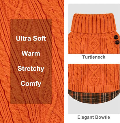 KYEESE Dog Sweater Stretchy Knitwear Medium Dogs Sweater with Gingham Patchwork Soft Pullover Dog Sweaters for Medium Dogs Girl Comfy Pet Coat for Fall Winter Cold Weather