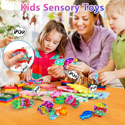 Pop Fidget Toys Bulk Its Party Favors for Kids 30 PCS Cute Fish Mini Pop Keychain It Sensory Fidget Toy Pack Fidgets for Classroom Prizes for Students Kids Carnival Prizes Birthday Goodie Bag Stuffers