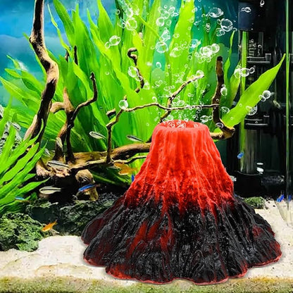 Aquarium Volcano Decoration Kit Resin Volcano Decoration Aquarium Foamer with Colored Light Decoration Suitable for Fish Tank Landscaping Decoration