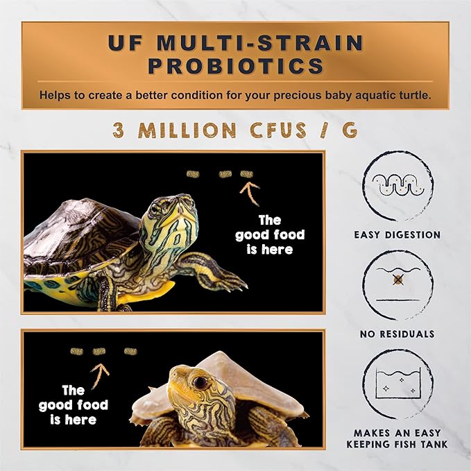 Ultra Fresh Floating Baby Turtle Food, All Natural Ingredients, Wild Sword Prawn, Calcium Vitamin D Enriched for Picky Aquatic Turtles, Baby Turtle Nutri Stick 3.35 oz