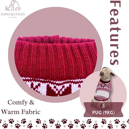 Cute Sweater for Dogs and Cats Soft Flannel Pet Outfit Warm and Cozy Animal Hoodie Small to Large Pet Clothes for Halloween Parties and Everyday Wear (Medium, Red National Totem)