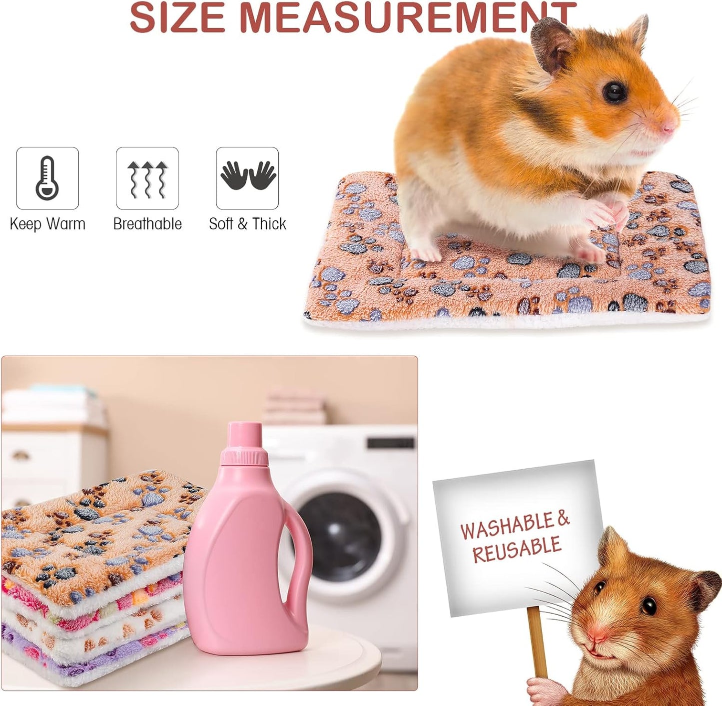 Tuanse 4 Pack Ultra Soft Dog Cat Bed Mat with Cute Prints Reversible Fleece Dog Crate Kennel Pad Cozy Washable Thickened Hamster Guinea Pig Pet Bed Mat for Small Animals(13 x 10 Inches,Vivid Color)