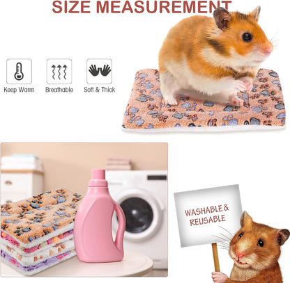 Tuanse 4 Pack Ultra Soft Dog Cat Bed Mat with Cute Prints Reversible Fleece Dog Crate Kennel Pad Cozy Washable Thickened Hamster Guinea Pig Pet Bed Mat for Small Animals(13 x 10 Inches,Vivid Color)