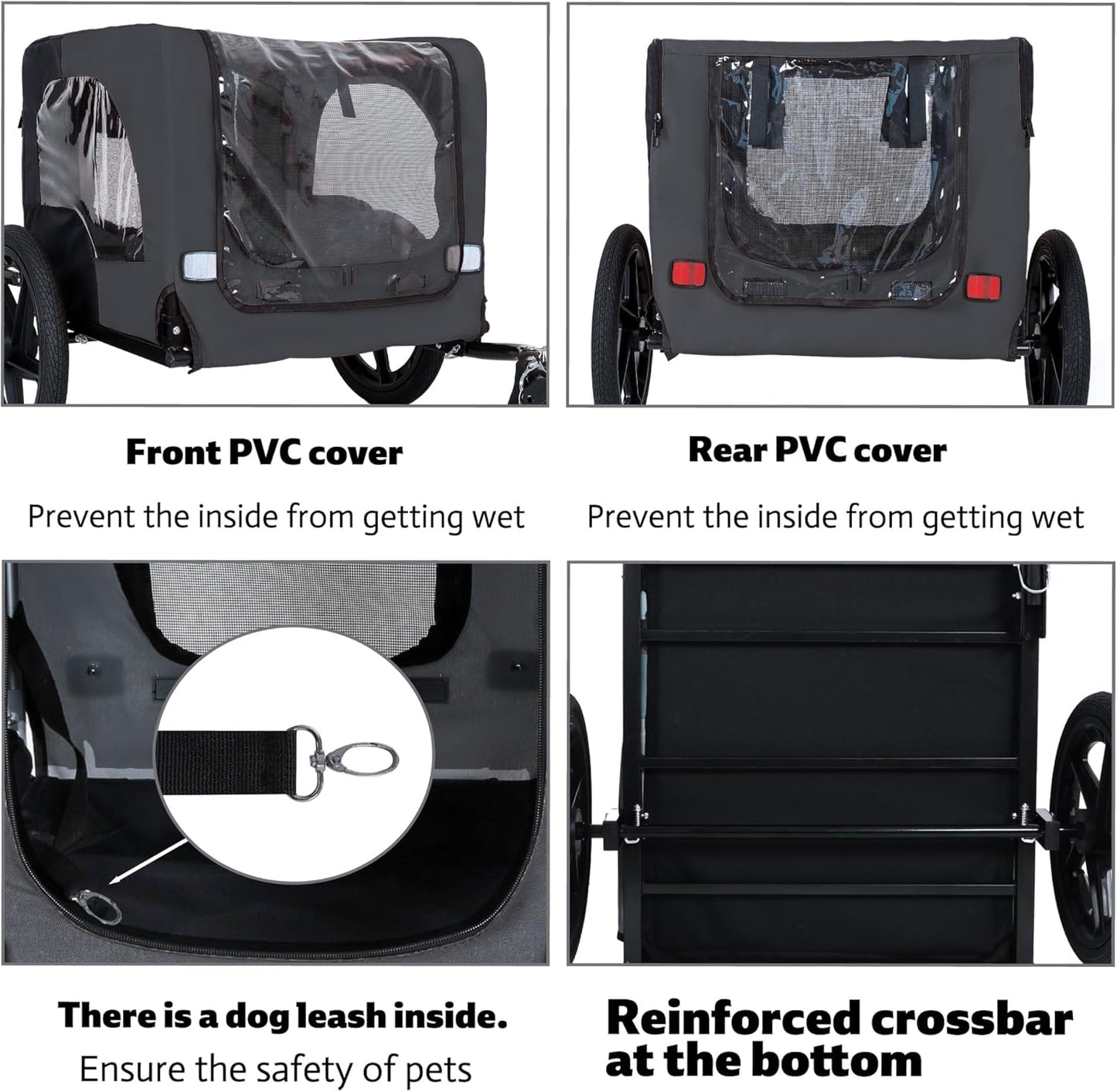 Pet Bike Trailer for Dogs, 88LBS Capacity Dog Bicycle Trailer with 20" Pneumatic Rubber Wheels, Multi-Directional Ventilation, Waterproof Cover, Perfect for Cycling with Pets