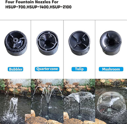 WaterRebirth HSUP2100F Versatile Submersible Pump - Fountain Jets for Ponds, Fish Tanks, Water Gardens - Aquarium & Pond Pump (2100L/H)
