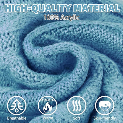 PUPTECK Winter Cat Sweater Coat - Soft Warm Cold Weather Clothes Knitwear for Kittens & Small Dogs Indoor Outdoor Wearing, Knitted Classic for Doggies Kitties Girls Boys, Sky Blue, S