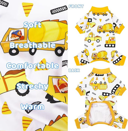 XPUDAC 4 Pieces Dog Pajamas Soft Puppy Pjs Stretchable Boy Doggie Clothes for Small Medium Dogs Cat Pet Outfits, L