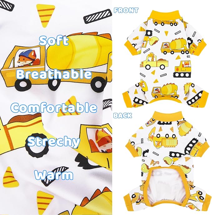 XPUDAC 4 Pieces Dog Pajamas Soft Puppy Pjs Stretchable Boy Doggie Clothes for Small Medium Dogs Cat Pet Outfits, S