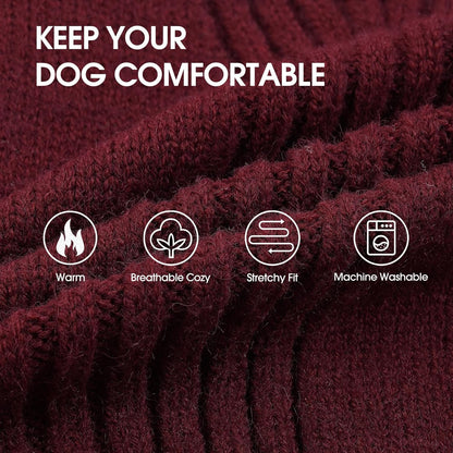 IECOii Great Dane Sweater,5XL Extra Large Sweater for Giant Breed Dogs in Winter,Turtleneck Cold Weather Knit Clothes,Machine Washable,Elastic Pullover for Saint Bernard,Mastiff (Burgundy,XXXXXL)