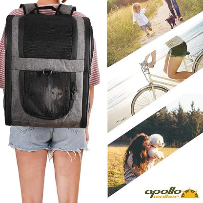 Apollo Walker Pet Carrier Backpack for 4-18lb Cats and Dogs, Puppies, Safety Features and Cushion Back Support | for Travel, Hiking, Outdoor Use (Gray)