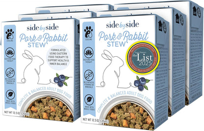 Side by Side Pork & Rabbit Stew - Cooling Wet Dog Food & Dog Food Topper for All Breeds - Made with Nutrients & Whole Raw Ingredients - No Artificial Additives or Fillers - USA Made (12.5 oz, 6-Pack)