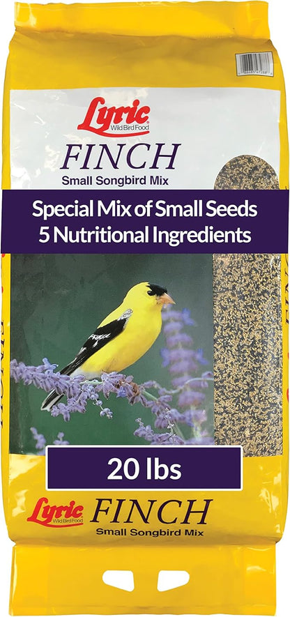 Lyric Finch - Small Songbird Wild Bird Seed - Attracts Goldfinches, House Finches, Purple Finches & More - 20 lb. bag