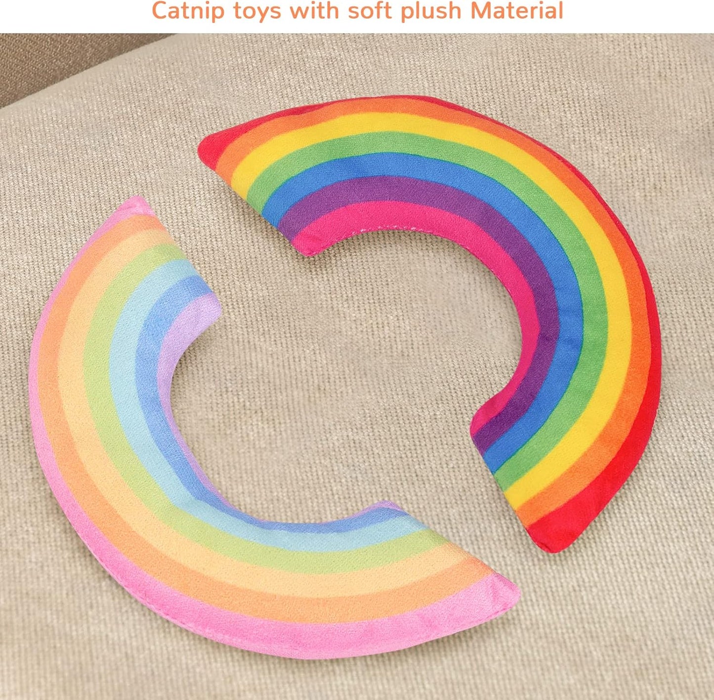 Cat Toys Kicker Pillows Rainbow, Stuffed Catnip Toys for Indoor Kitten Kitty, Interactive Cat Nip Chew Teething Toy Plush Kitty Toys 2 Pack