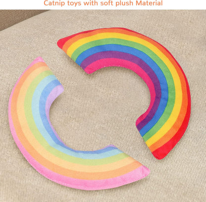 Cat Toys Kicker Pillows Rainbow, Stuffed Catnip Toys for Indoor Kitten Kitty, Interactive Cat Nip Chew Teething Toy Plush Kitty Toys 2 Pack