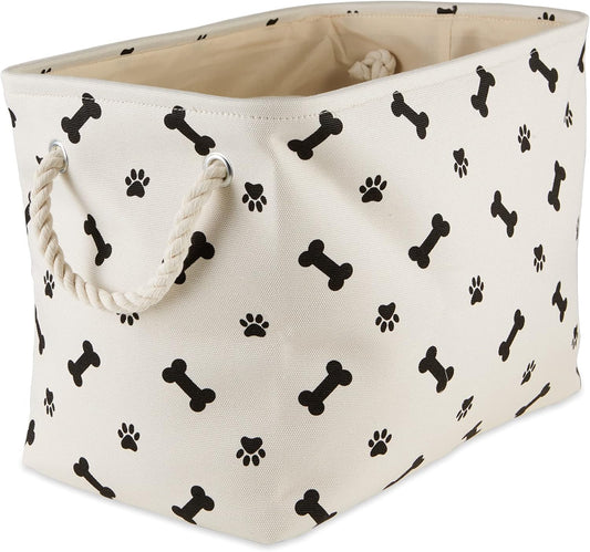 Bone Dry Pet Storage Collection Paw and Bone Print, Medium Rectangle, 16x10x12, Black