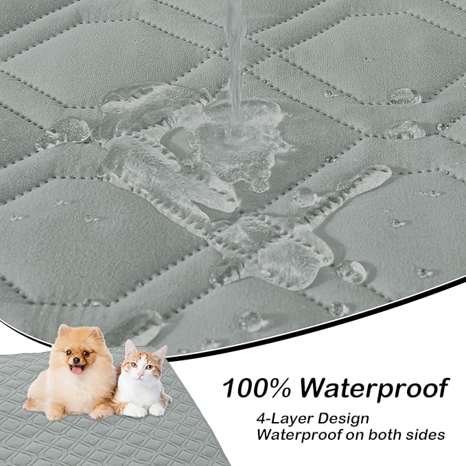 hyha Waterproof Dog Bed Blanket, Soft Pet Blankets, Waterproof Couch Cover for Dogs, Reversible Sofa Covers Washable for Furniture (40x50 Inch, Grey/Dark Grey)