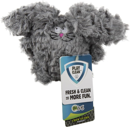 goDog PlayClean Rabbit Squeaky Plush Dog Toy with Odor-Eliminating Essential Oils, Chew Guard Technology - Gray, Large