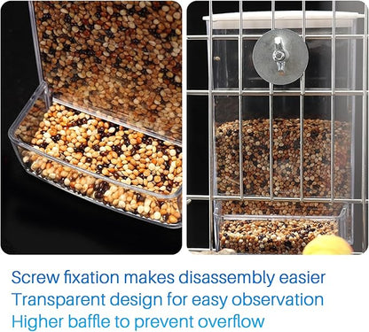 Bird Water Feeder for Cage, Transparent Acrylic Birds Cage Suspended Automatic Pet Bird Water Dispenser, Parakeet Feeder for Budgie Cockatiel Lovebirds Canary Finch Rabbit Conure Lovebirds