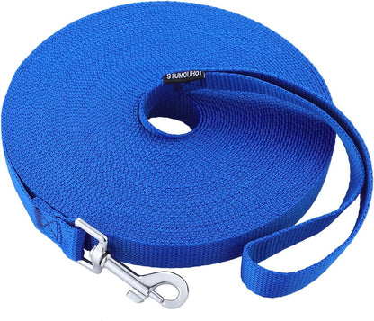 Dog/Puppy Obedience Recall Training Agility Lead - 15ft 20ft 30ft 40ft 50ft Training Leash - Great for Play, Camping, or Backyard - Blue 15ft (15Feet, Blue)