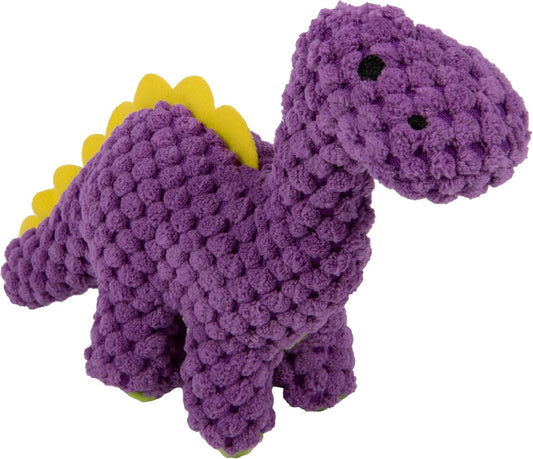 goDog Checkers Just for Me Dinos Bruto Squeaky Plush Dog Toy, Chew Guard Technology - Purple, Mini